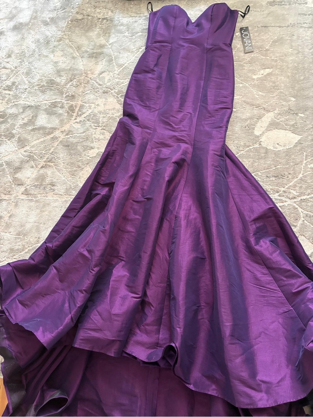 Jovani Strapless Plum Satin Mermaid Gown